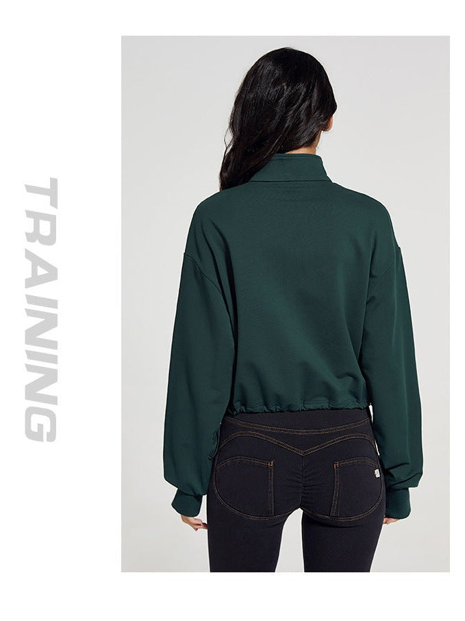 سترة بسحاب وياقة طويلة