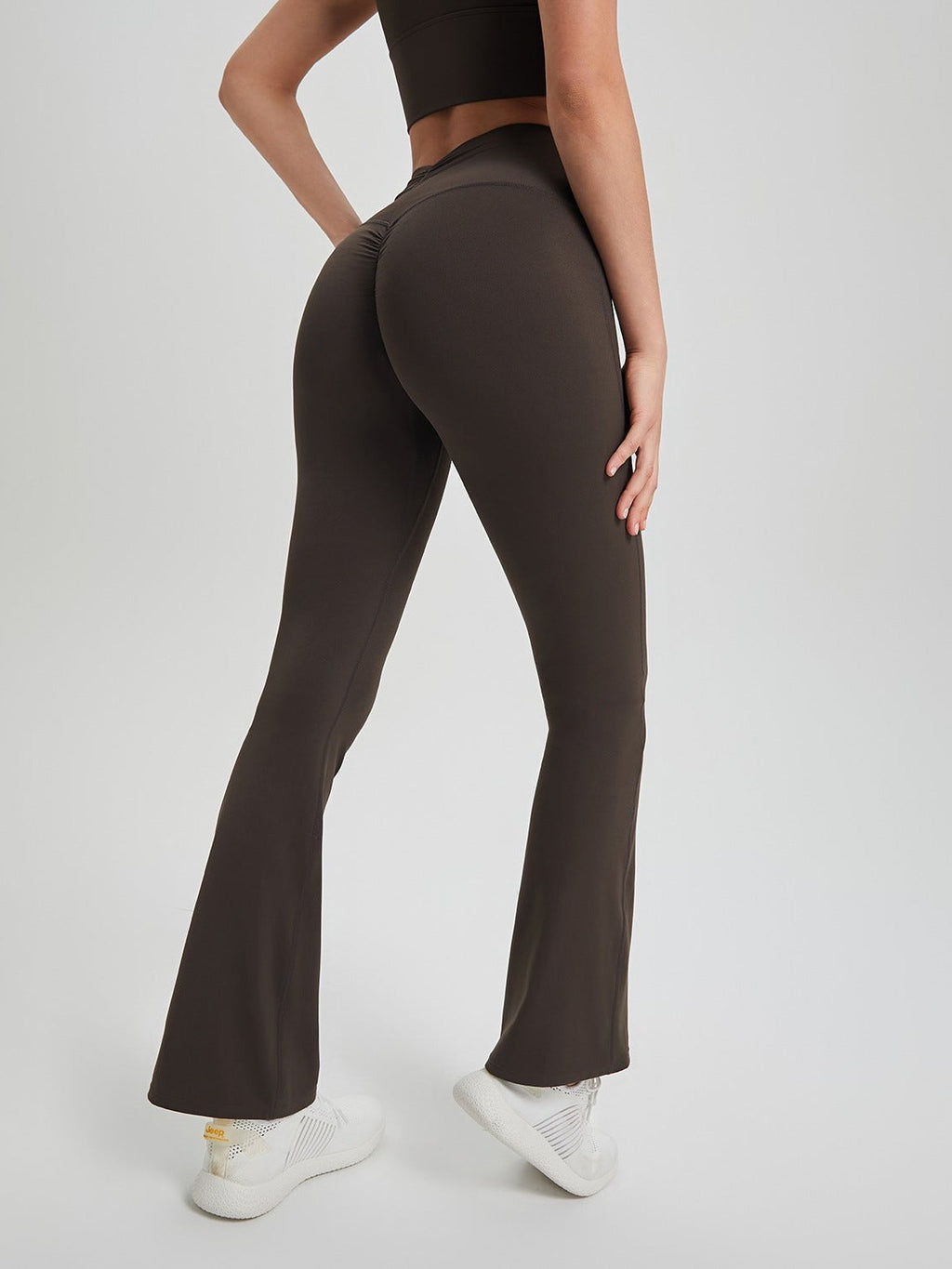Bell-Bottom High-Waist Pleated Yoga Pants