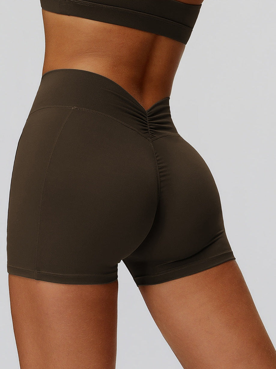 High-Waist Pleated Yoga Shorts