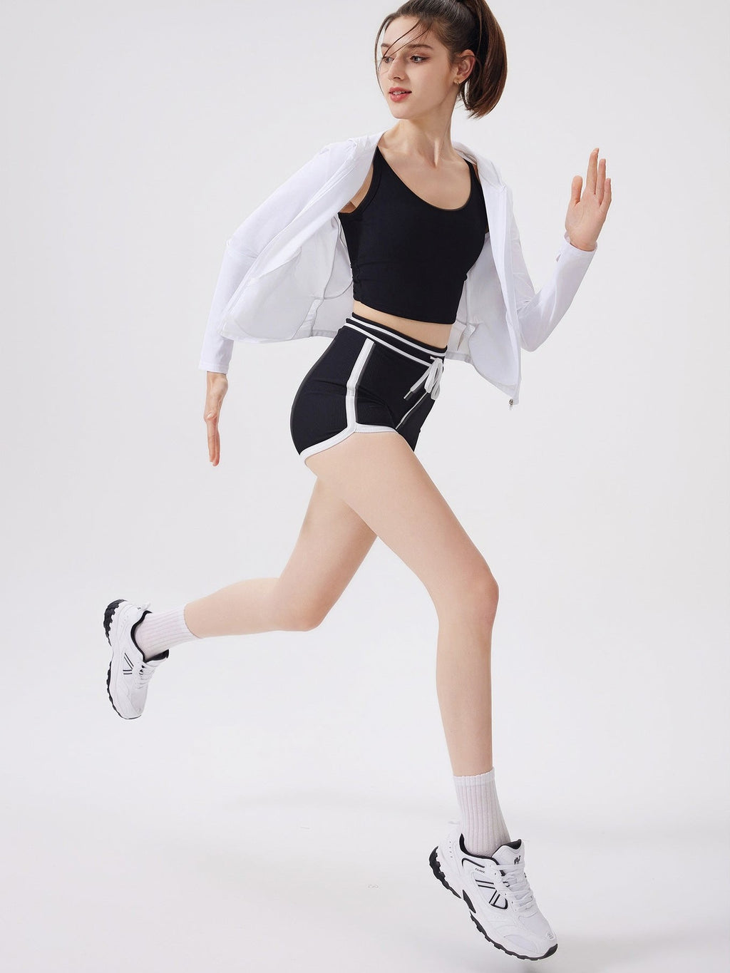 High Rise Contrast Sports Shorts