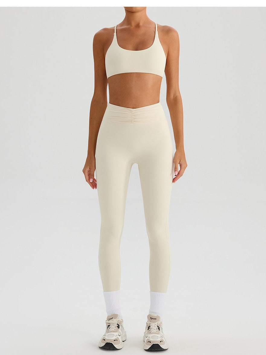 بنطال يوغا بخصر عالٍ وملمس عاري