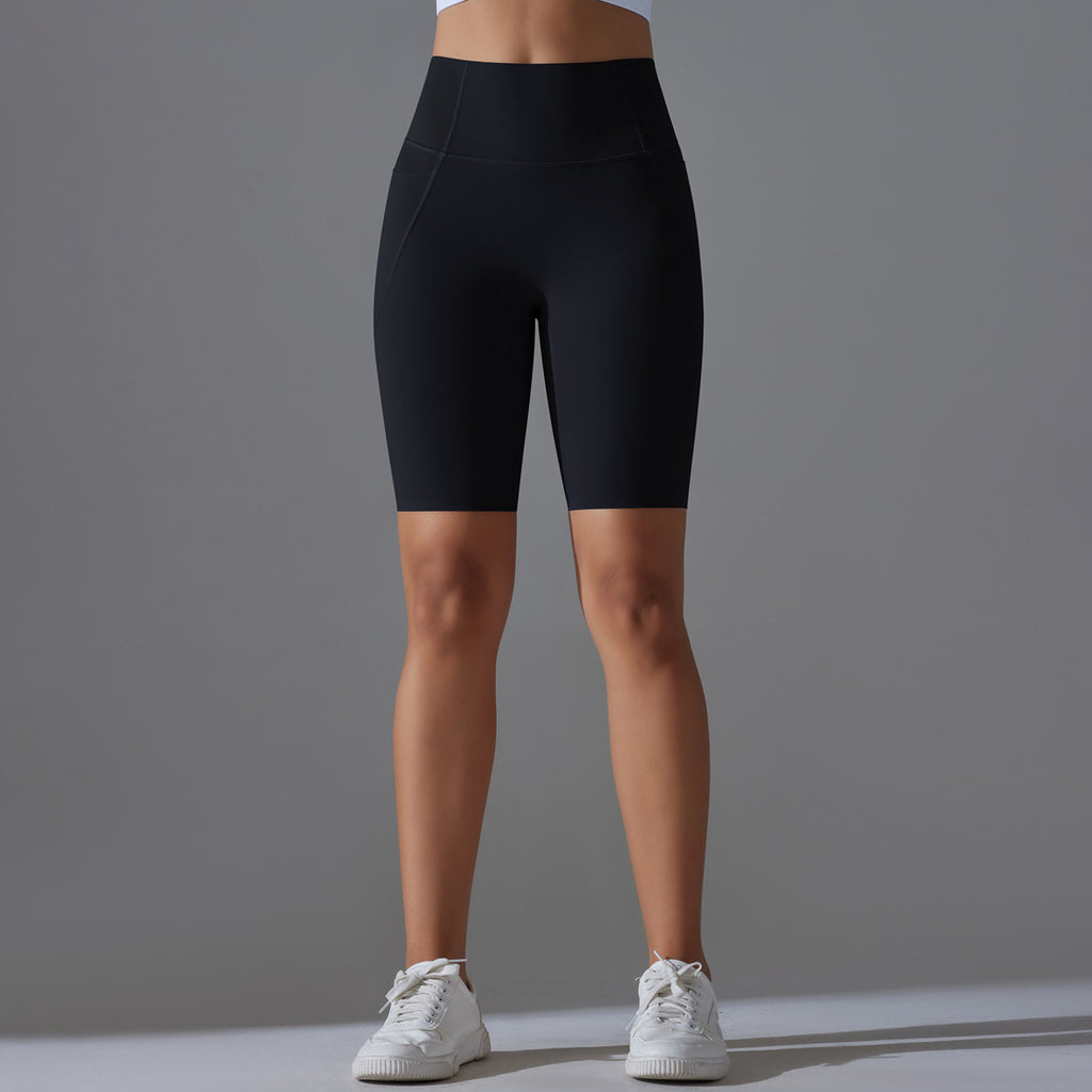 بنطال ضيق عالي الخصر بدون درزات وجيوب