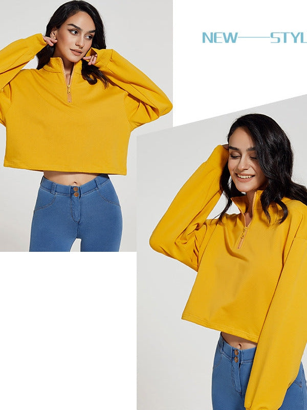 سترة بسحاب وياقة طويلة