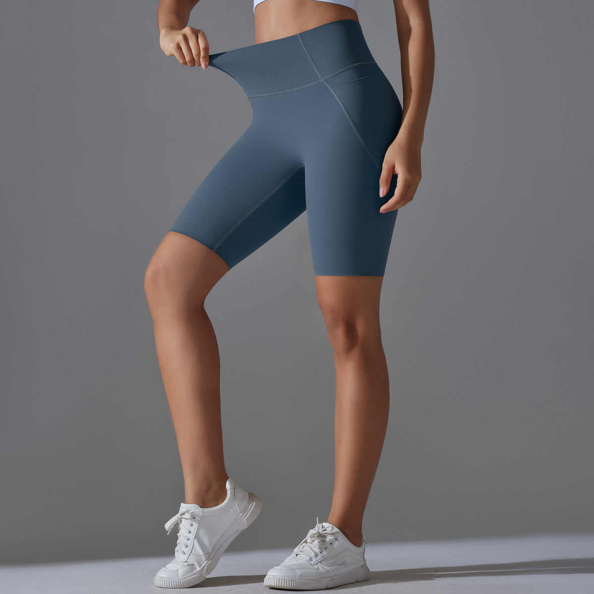 بنطال ضيق عالي الخصر بدون درزات وجيوب