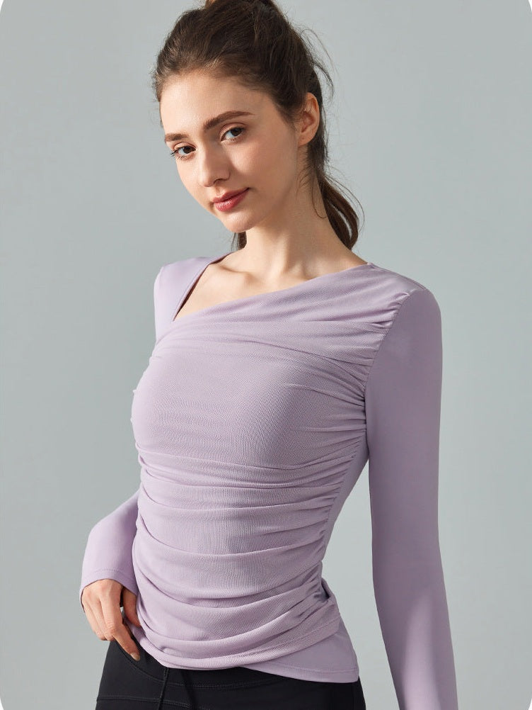 Asymmetric Ruched Sports Top