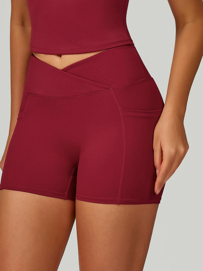 Yoga-Shorts mit gekreuztem Bund