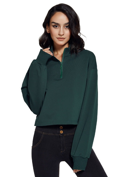 سترة بسحاب وياقة طويلة