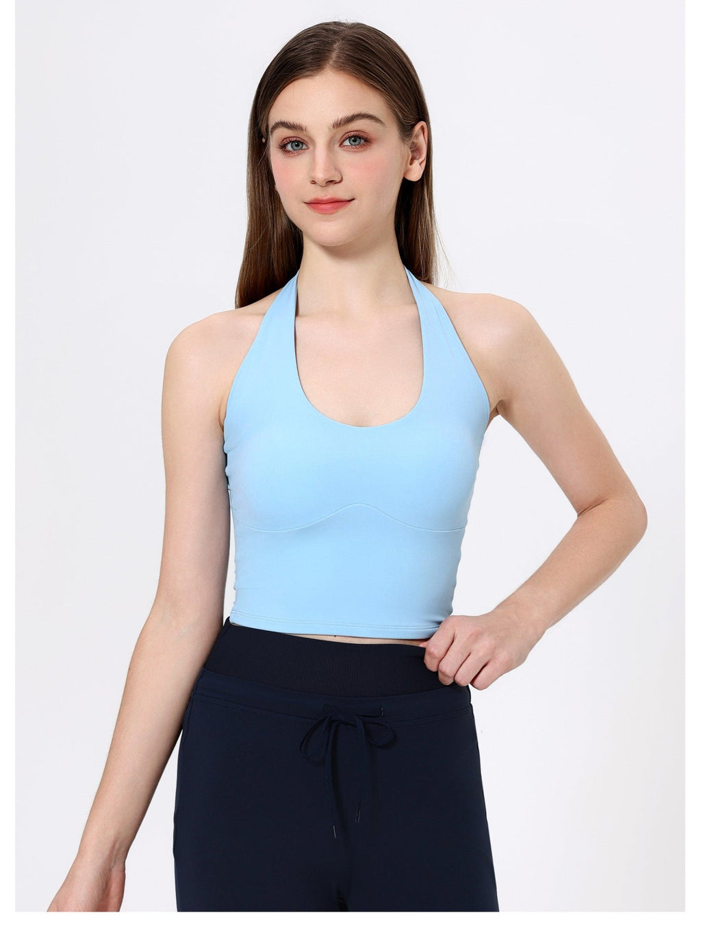 Neckholder-Yoga-Tanktop mit Schnürung