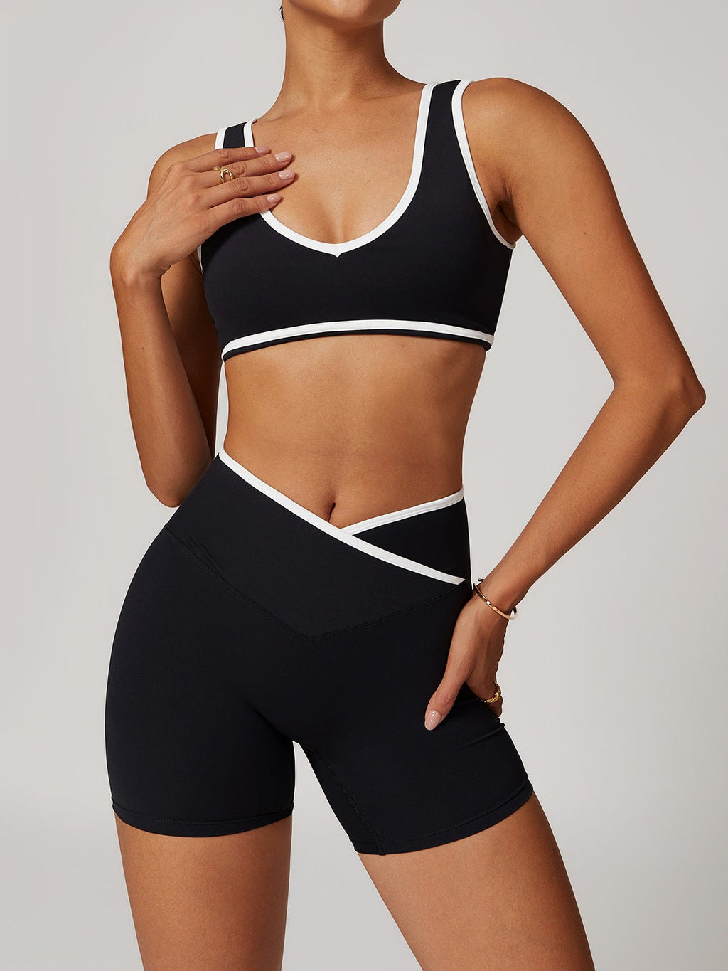 Cropped Wide-Shoulder Sports Bra