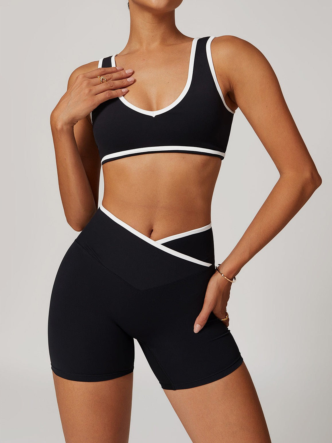 Cropped Wide-Shoulder Sports Bra