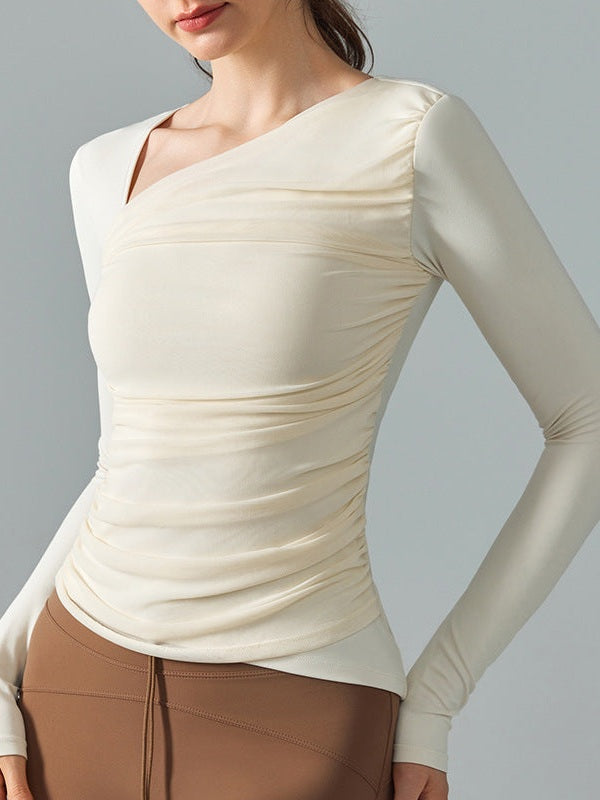 Asymmetric Ruched Sports Top