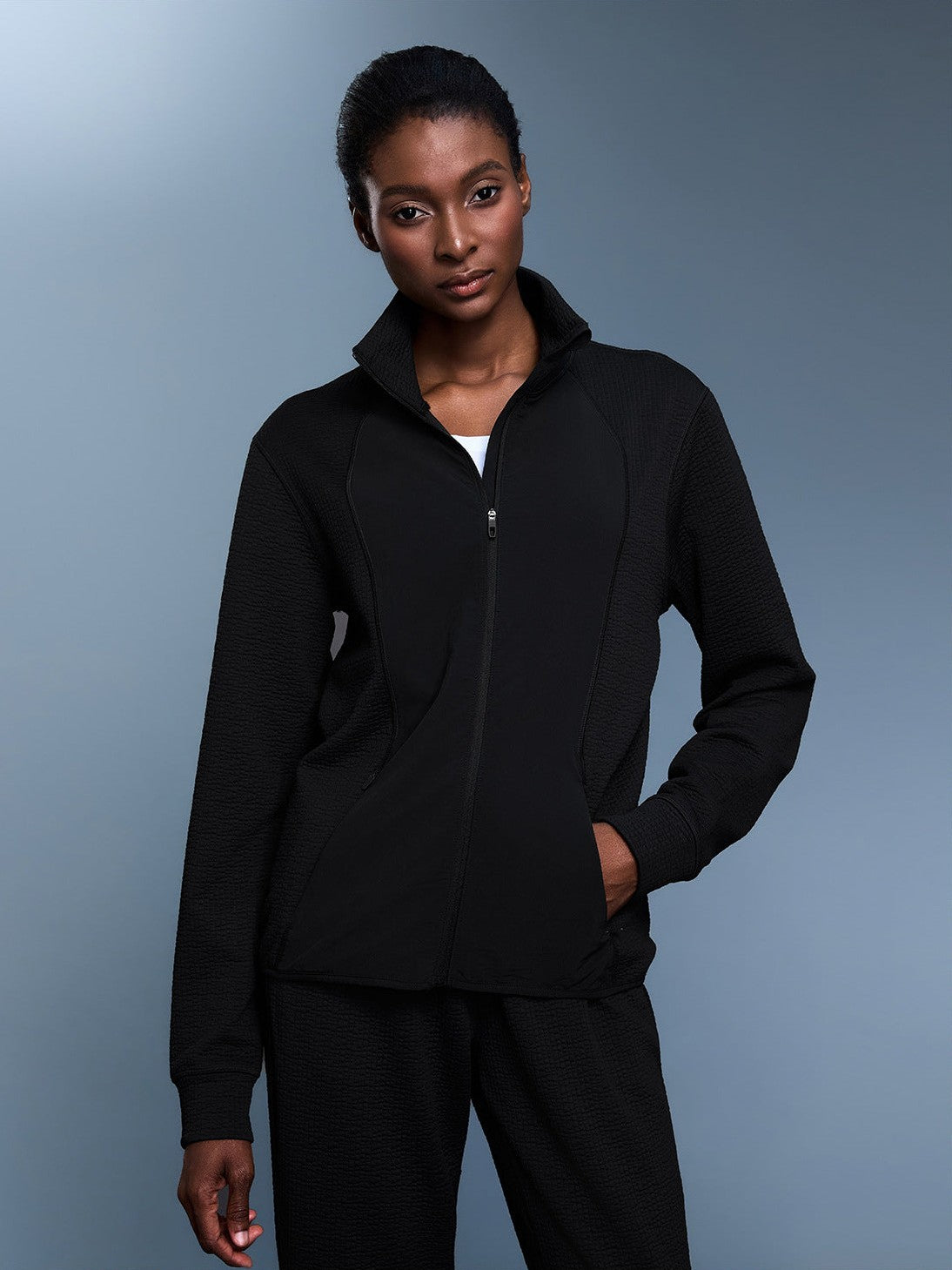 Waffel-Stehkragenjacke