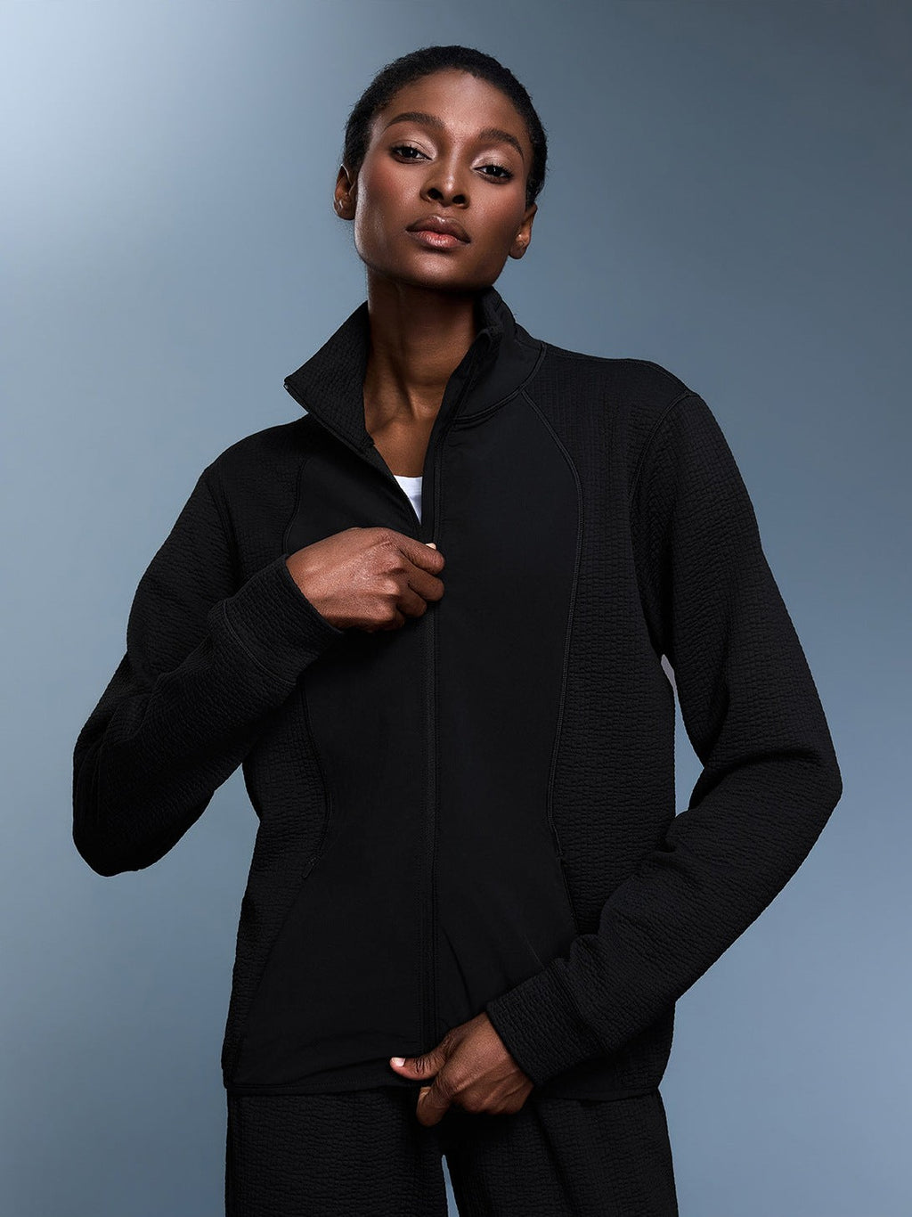 Waffel-Stehkragenjacke