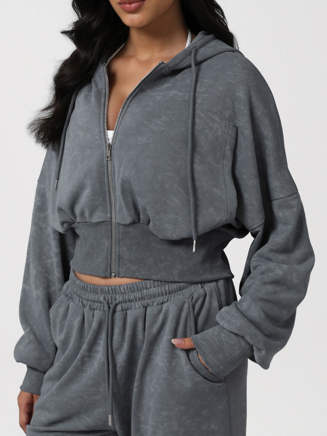Cropped Zip Hoodie