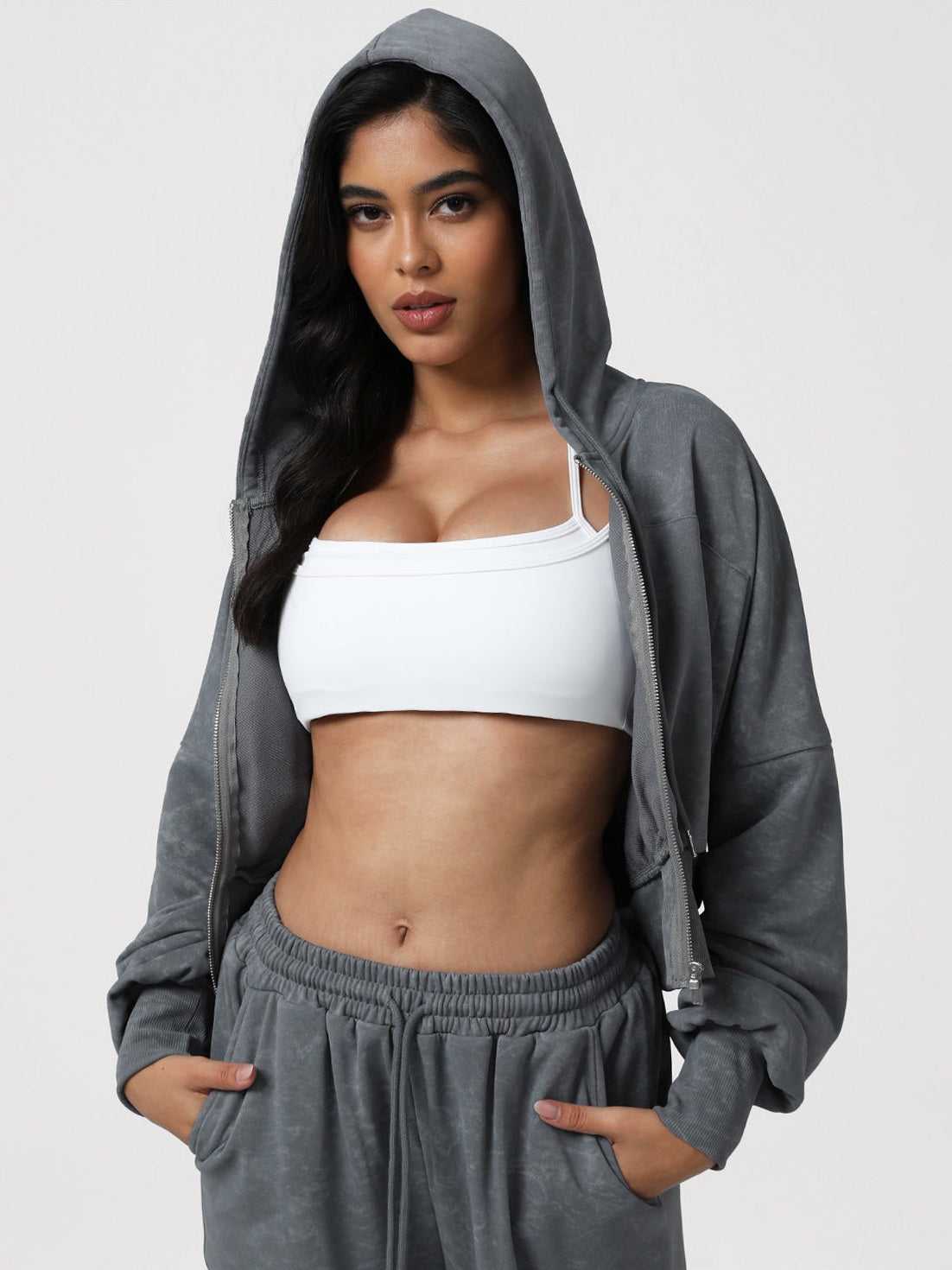 Cropped Zip Hoodie