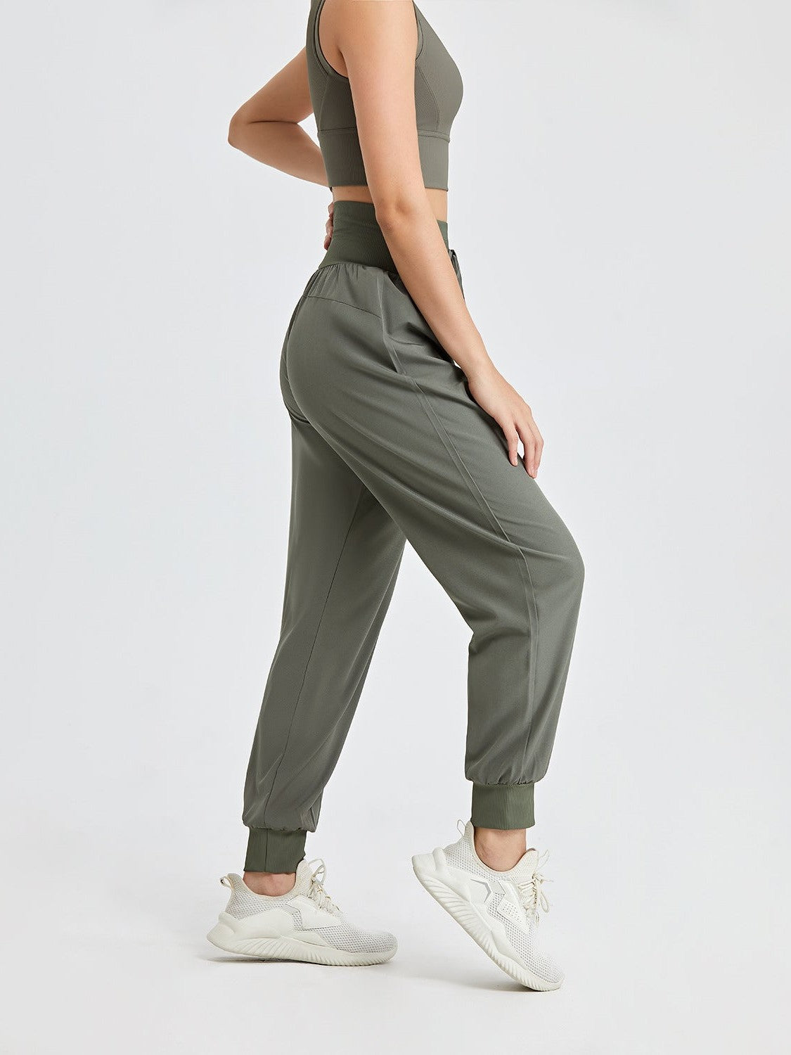 بنطال يوغا حريم بخصر عالٍ ورباط