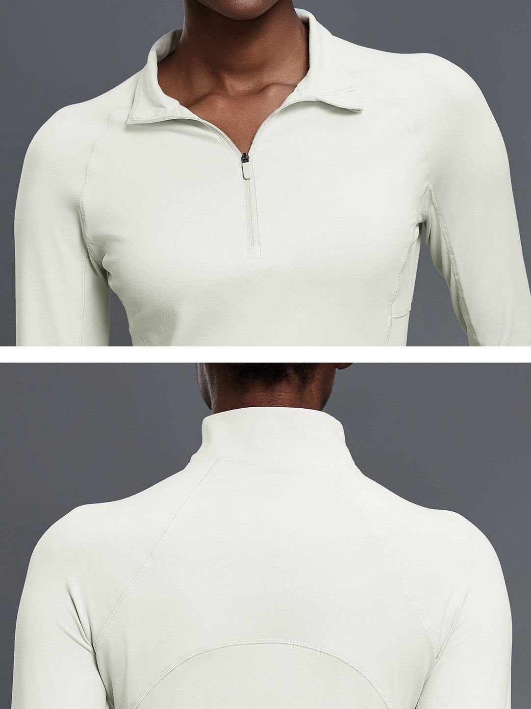 بلوزة يوغا بياقة واقفة وسحّاب