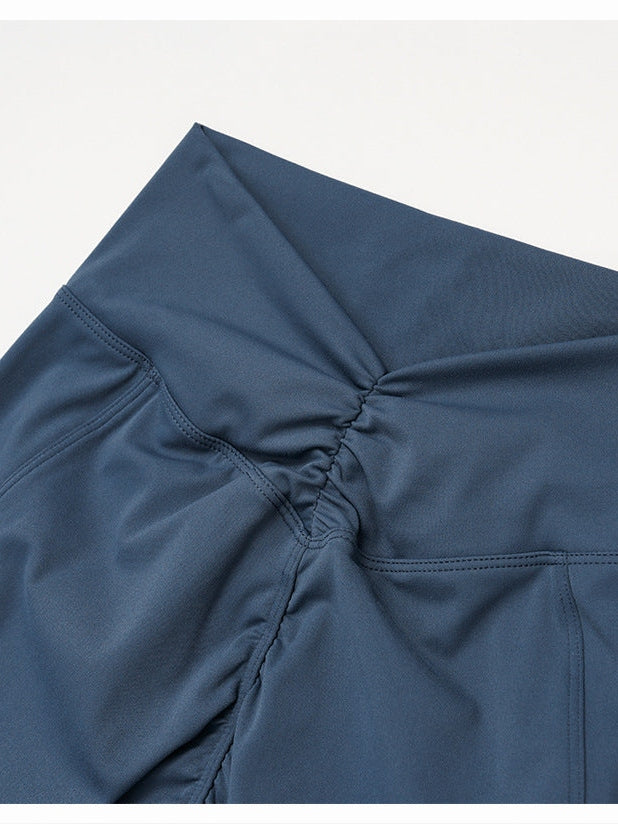 High-Waist Pleated Yoga Shorts