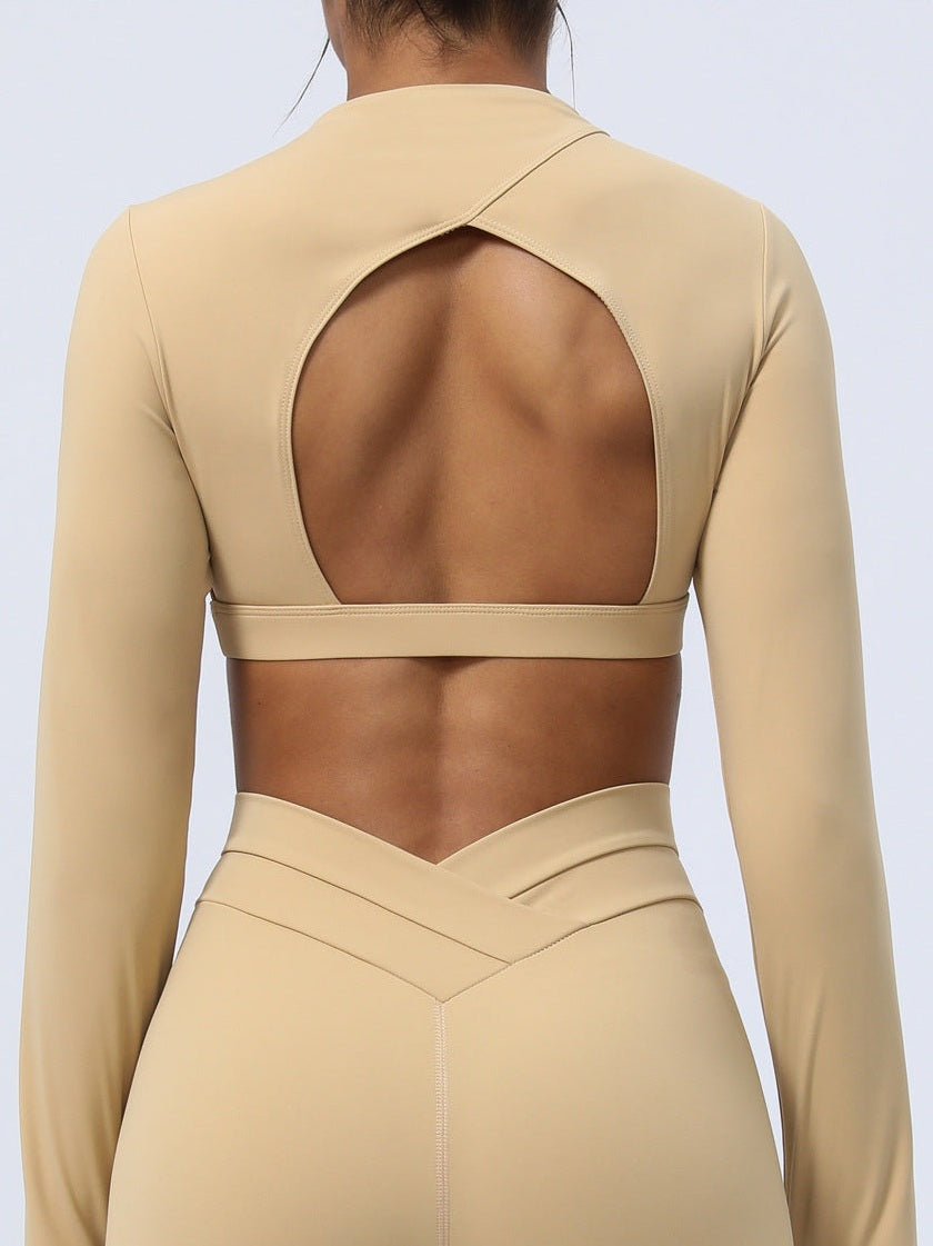 Backless Long-Sleeve Crop Top