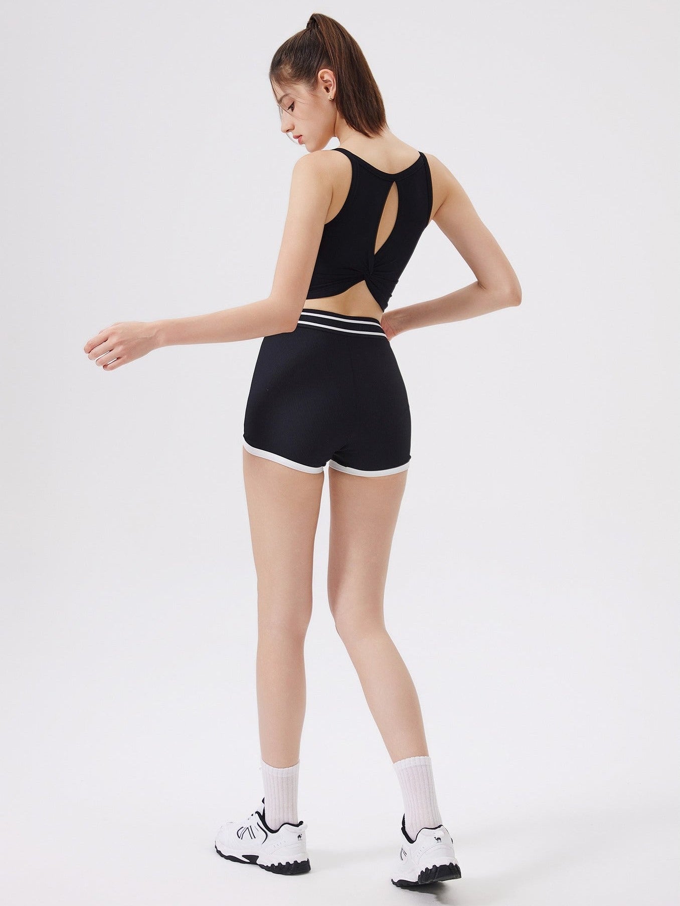 High Rise Contrast Sports Shorts