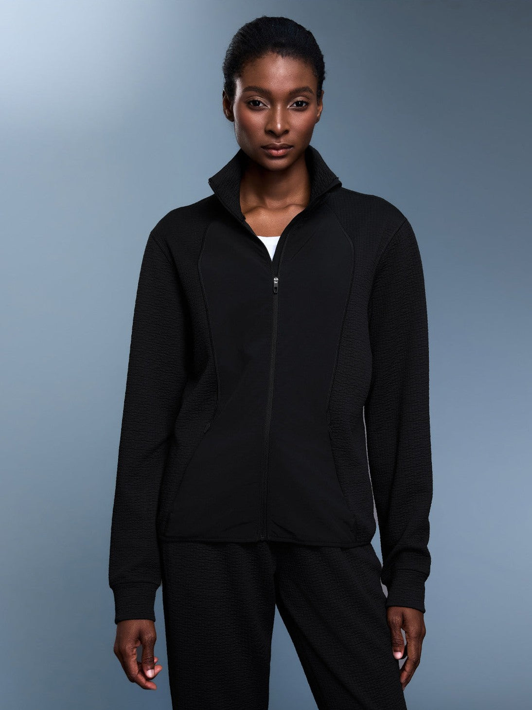 Waffel-Stehkragenjacke