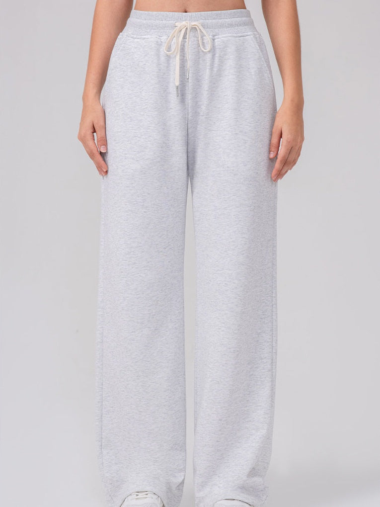 بنطال رياضي واسع الساق بخصر مرتفع